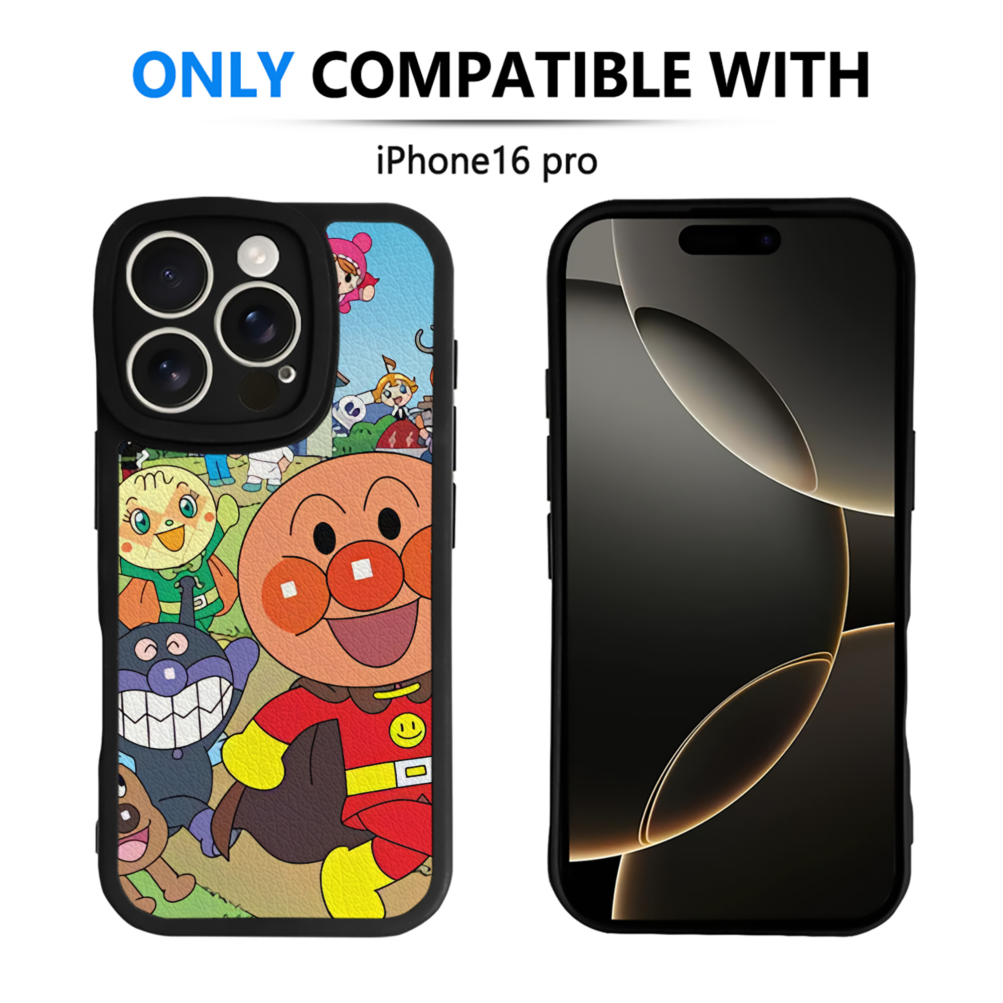 （画像用） アンパンマン Anpanman 【iPhone 16シリーズ対応】シリコンスマホケース（レザー調） 材質：シリコン